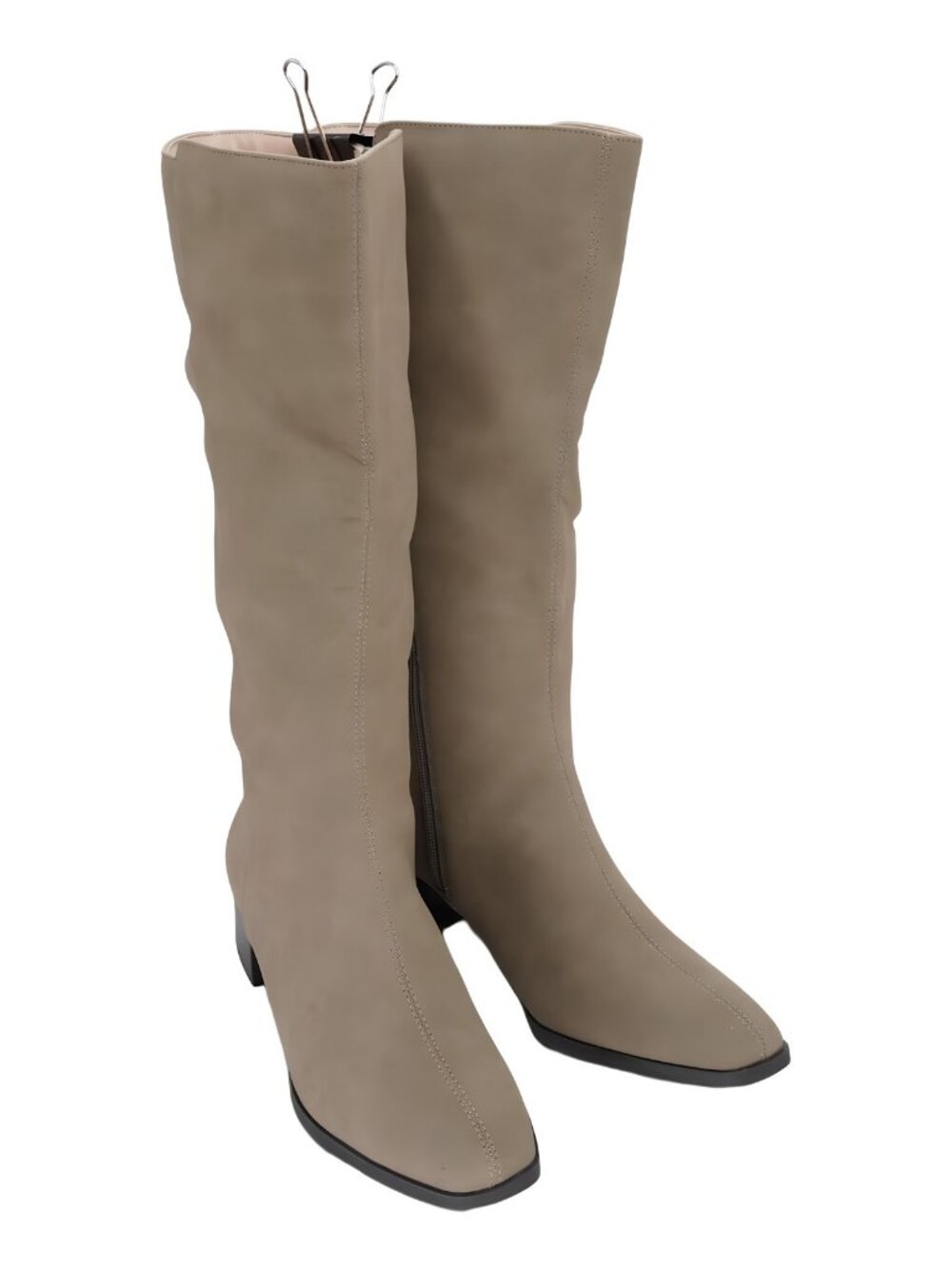 Journee Collection Devri Tall Square Toe Boot Greige Beige Sz US 8.5M EU 39